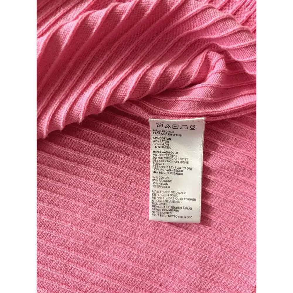 Free People Women's Skyline Ribbed Fitted Pink Front Slit Midi Skirt Size Medium